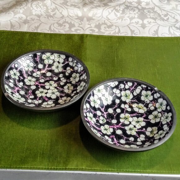 ACF Japanese Porcelain Ware Floral Pewter Bowls - Picture 2 of 6